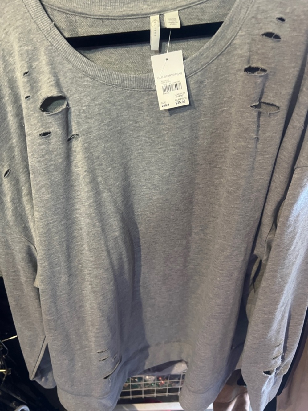 Cato Distressed Gray Sweatshirt